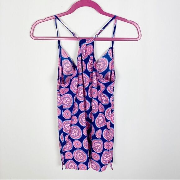 Mud Pie Waverly Pinwheel Print Racer Back Tank Top Blue Pink Small - Picture 9 of 11